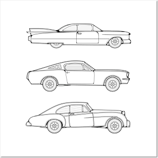 Line Art Classic Cars Posters and Art
